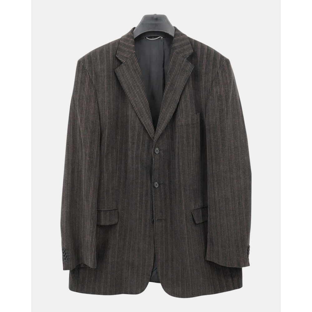 Jake's Striped‎ Cotton Blazer Men's Size 50(?) Long 90s Style Brown Black